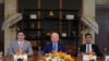 PM Kanada Justin Trudeau, Presiden AS Joe Biden dan PM Inggris Rishi Sunak menghadiri pertemuan darurat antara sejumlah pemimpin dunia untuk membahas dugaan rudal Rusia yang jatuh di Polandia. Pertemuan berlangsung di Bali, pada 16 November 2022. (Foto: Reuters/Kevin Lamarque)