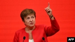 FILE - International Monetary Fund Managing Director Kristalina Georgieva speaks during the China Development Forum in Beijing on March 24, 2024.