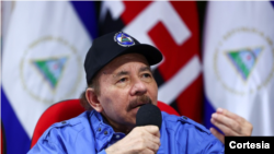 El mandatario nicaragüense Daniel Ortega en un acto central en conmemoración del 43 aniversario de la Gran Cruzada Nacional de Alfabetización el 23 de marzo de 2023. Foto: Presidencia de Nicaragua