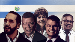 Candidatos presidenciales a las elecciones de 2024 en El Salvador. [Ilustración: Sergio Valencia]