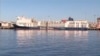 Kapal MV Bahijah yang membawa domba dan sapi di pelabuhan Fremantle, Australia, Jumat, 2 Februari 2024. (Channel 10 via AP)