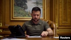 Le président ukrainien Volodymyr Zelensky à Kiev, en Ukraine.