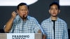 Calon presiden Prabowo Subianto, menyampaikan pidato bersama pasangannya Gibran Rakabuming Raka saat acara peninjauan hasil pemilu di Jakarta, 14 Februari 2024. (Foto: REUTERS/Willy Kurniawan)