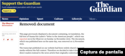 Captura de pantalla de página de The Guardian.