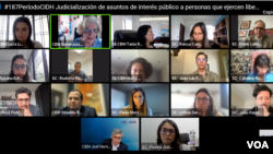 Los procesos judiciales contra periodistas ganan terreno como una estrategia para silenciar los trabajos de investigación de medios de comunicación coinciden periodistas procesados en las Américas. [Foto: Captura de pantalla audiencia CIDH]