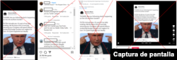 Captura de varias publicaciones difundiendo la desinformación.