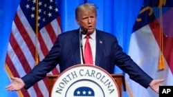 Former President Donald Trump speaks during the North Carolina Republican Party Convention in Greensboro, North Carolina, June 10, 2023. 
