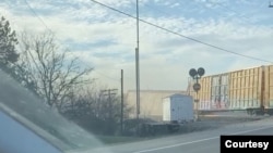 This image shows the moment in which a train derailed in Springfield, Ohio, March 4, 2023, in this screen grab taken from a social media video. (Courtesy Shawn Heaton via Reuters)