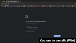 Captura de pantalla de un bloqueo del portal informativo Cazadores de Fake News, tomada a la medianoche de este jueves 4 de julio de 2024.