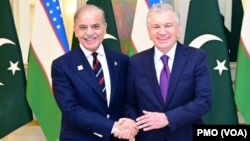 شوکت میرضیایف، رییس جمهور اوزبیکستان و شهباز شریف، صدر اعظم پاکستان 