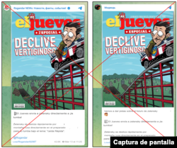 Captura de pantalla de los mensajes en Telegram con la portada falsa de El Jueves, traducidos vía Yandex.