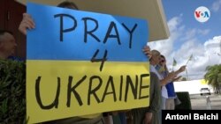 ARCHIVO - La comunidad ucraniana en el sur de la Florida lleva movilizándose desde que se inició la invasión rusa, pidiendo que el conflicto "no que en el olvido".