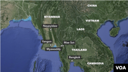Ramani ya Myanmar na Thailand