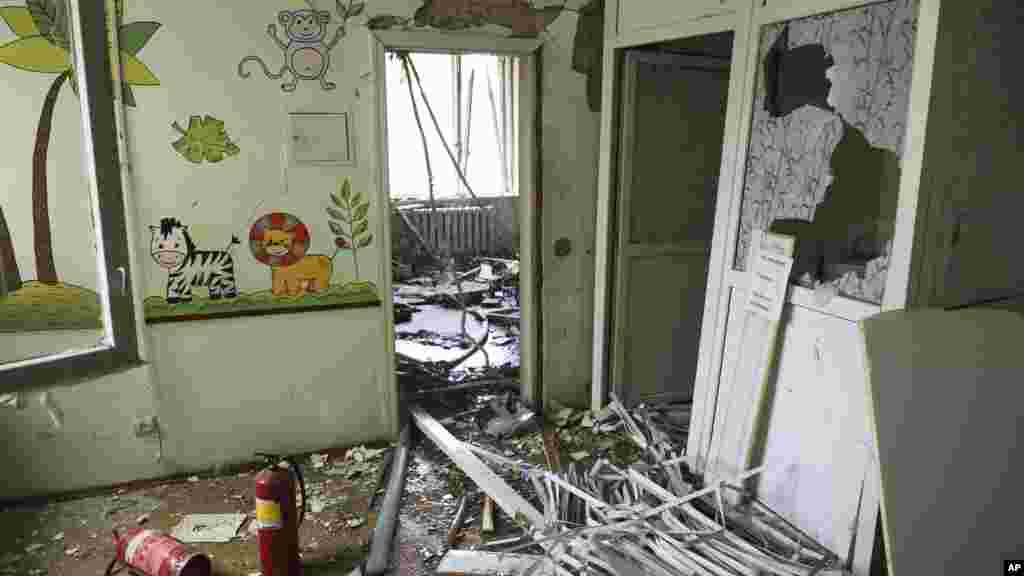 A hallway at the Okhmatdyt children's hospital hall is seen damaged after a Russia's missile attack in Kyiv, Ukraine, July 8, 2024.