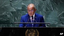 资料照片：马绍尔群岛总统卡布阿在联大发言。(2023年9月20日)