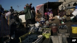 A woman sits next to baskets filled with fish as she works at a market on the shore of the Senegal river in Saint Louis, Senegal, Jan. 20, 2023.
