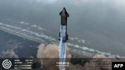 This still image taken from a SpaceX broadcast shows the SpaceX Starship launching on its fourth flight test from Starbase in Boca Chica, Texas, on June 6, 2024. 