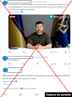 Captura de la publicación desinformante en X.