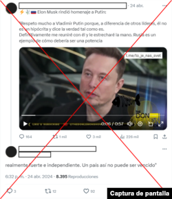Captura de desinformación en X.