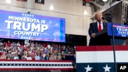 Republican presidential candidate former President Donald Trump speaks at a campaign rally in St. Cloud, Minnesota, July 27, 2024.