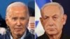 Foto konbinezon sa a montre Prezidan Joe Biden (a goch) epi Premye Minis Benjamin Netanyahu (a dwat). 