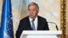 United Nations Secretary-General Antonio Guterres gives an address after a closed-door summit on Afghanistan in Doha, Qatar, May 2, 2023. 