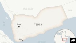 Map showing Yemen and its capital, Sanaa.