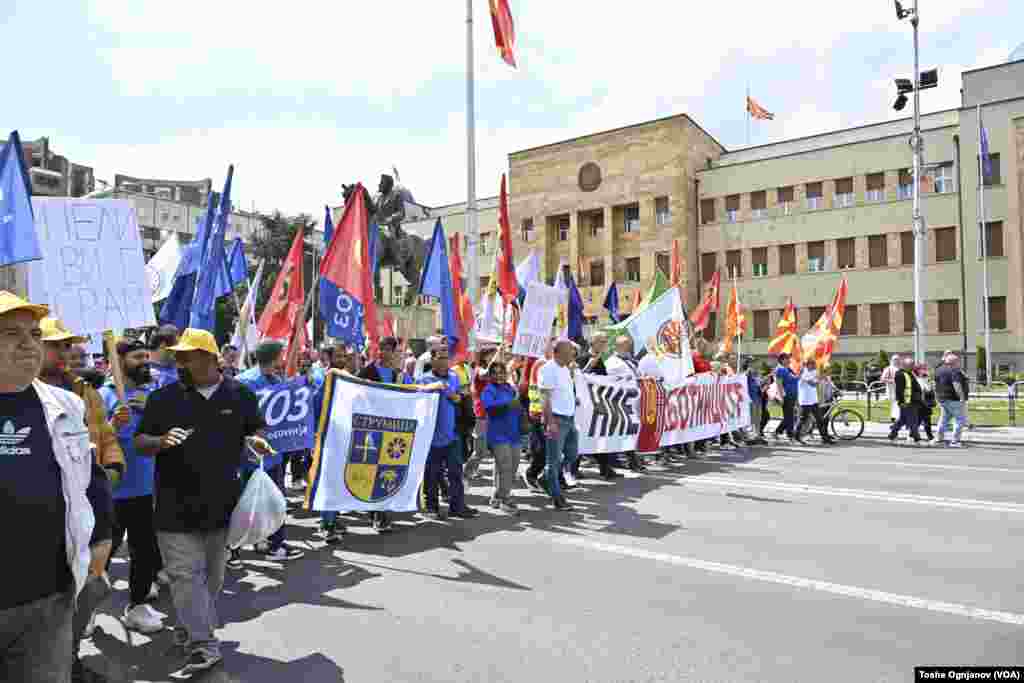 Протест на обединетите синдикати за поголеми работнички права, под мотото „Ние работниците“. Скопје, 1ви Мај, 2024 