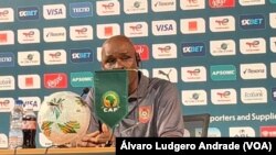Barico Candé, selecinador de futebol da Guiné-Bissau, Centro de Imprensa da CAN 2023, Abidjan, Costa do Marfim
