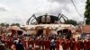 La cérémonie d'inauguration du nouveau musée des Rois Bamoun à Foumban, le 13 avril 2024. (Photo de Daniel Beloumou Olomo / AFP)