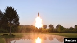 A view of an individual mobile combat separation and guidance control test conducted by North Korea at unknown location according to the Korean Central News Agency, in this image released by the Korean Central News Agency, June 26, 2024. (KCNA via Reuters)