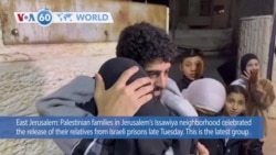 VOA60 World - Palestinian families in Jerusalem's Issawiya neighborhood celebrated the release of their relatives from Israeli prisons