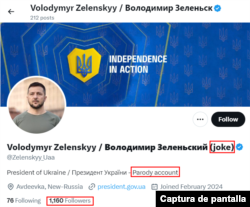 Biografía actual de la cuenta @Zelenskyy_Uaa.