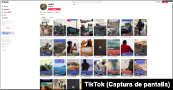 Captura de pantalla de la página del Tiktoker snak.sr, llena de publicaciones que utilizan imágenes recicladas para difundir desinformación sobre la guerra entre Israel y Hamás.