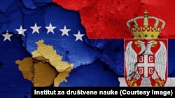 Ilustracija - zastave Kosova i Srbije (Foto: Institut za evropske poslove)