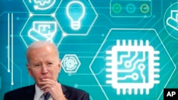 FILE - President Joe Biden attends an event to support legislation that would encourage domestic manufacturing and strengthen supply chains for computer chips in the South Court Auditorium on the White House campus, in Washington, March 9, 2022.