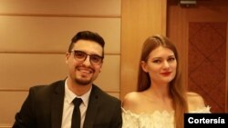 Guillermo López, venezolano residente en Ucrania y su esposa. [Foto: Cortesía]