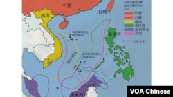 南中國海主權爭議示意圖