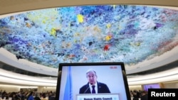 Antonio Guterres, secretario general de las Naciones Unidas, asiste al Consejo de Derechos Humanos de las Naciones Unidas en Ginebra, Suiza, el 27 de febrero de 2023.