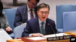 황준국 유엔 주재 한국 대사가 지난해 10월 안보리 회의에서 발언하고 있다.