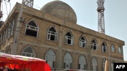 The general view of a Shiite Mosque is pictured after a bomb blast that reportedly killed several people in Mazar-e-Sharif on April 21, 2022.
