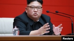 FILE - North Korean leader Kim Jong Un takes part in the 4th Plenary Meeting of the 7th Central Committee of the Workers' Party of Korea (WPK) in Pyongyang in this April 10, 2019, photo released April 11, 2019 by North Korea's Korean Central News Agency.