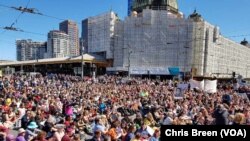 A demonstration in Melbourne, Australia, drew a crowd of about 3,000.