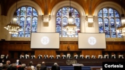 La Corte Internacional de Justicia (CIJ), celebra audiencias públicas en el caso Cuestión de la Delimitación de la Plataforma Continental entre Nicaragua y Colombia, en La Haya, sede de la Corte, en diciembre de 2022. Foto: UN Photo/Wiebe Kiestra. Courtesy of the ICJ.