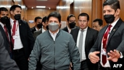 El presidente de Perú, Pedro Castillo, a su llegada al Ministerio Público para brindar sus declaraciones el martes 3 de agosto. El mandatario decidió guardar silencio frente a las preguntas de la fiscal de la Nación, según las palabras de su abogado, Benji Espinoza.