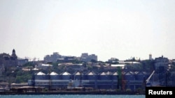 FILE - A grain terminal is seen after a Russian missile strike in a sea port of Odesa, as Russia's attack on Ukraine continues, Ukraine, July 23, 2022. 