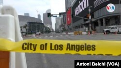 Los principales accesos del centro de la ciudad de Los Ángeles, California, han sido cerrados por las fuertes medidas de seguridad de la IX Cumbre de las Américas. Foto: Antoni Belchi / VOA.