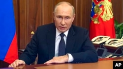 Predsednik Rusije Vladimir Putin tokom obraćanja naciji u Moskvi, 21. septembra 2022.