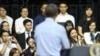 FILE - Vietnamese rapper Suboi raps as U.S. President Barack Obama listens at a town-hall-style event for the Young Southeast Asian Leaders Initiative at the GEM Center in Ho Chi Minh City, Vietnam, May 25, 2016.