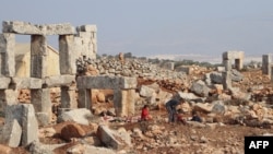 A view shows the remains of a monastery and churches dating back to the Byzantine period in Serjable near the village of Kafr Lusin in northwestern Syria, close to the Turkish border, Nov. 28, 2020.